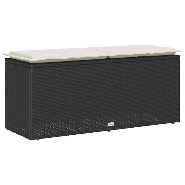 Grote foto vidaxl tuinbank met kussen 110x40x44 cm poly rattan zwart tuin en terras tuinmeubelen