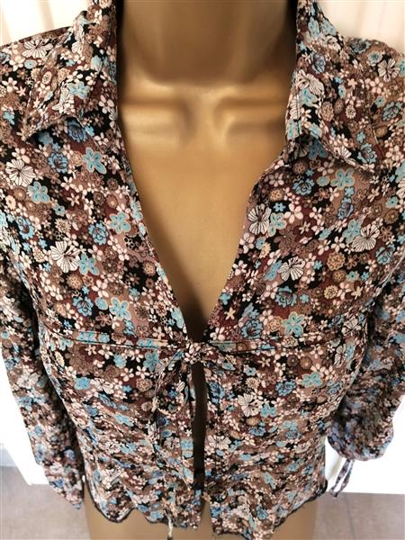 Grote foto frivole tuniekblouse in bruine tinten small kleding dames blouses en tunieken