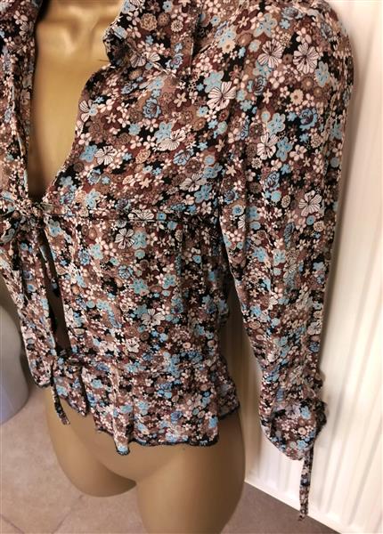 Grote foto frivole tuniekblouse in bruine tinten small kleding dames blouses en tunieken