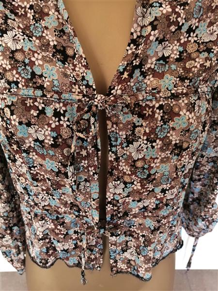 Grote foto frivole tuniekblouse in bruine tinten small kleding dames blouses en tunieken