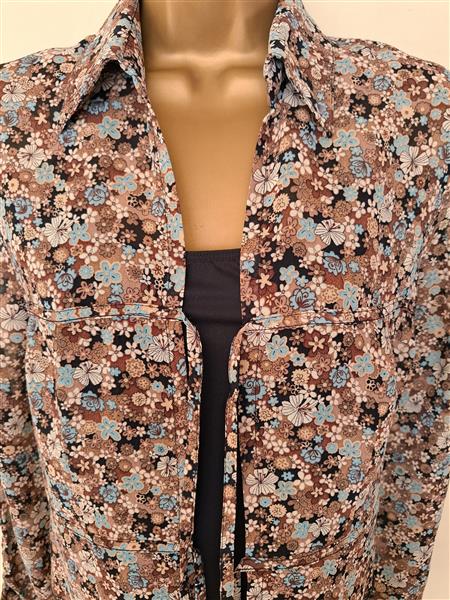 Grote foto frivole tuniekblouse in bruine tinten small kleding dames blouses en tunieken