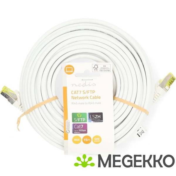 Grote foto cat7 netwerkkabel s ftp rj45 male rj45 male 15.0 m snagless rond lszh wit label computers en software netwerkkaarten routers en switches