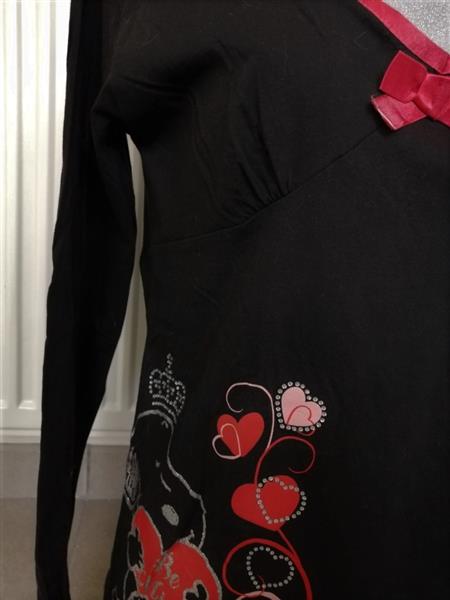 Grote foto vintage zwarte longsleeve met strass van snoopy kleding dames tops