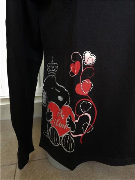 Grote foto vintage zwarte longsleeve met strass van snoopy kleding dames tops