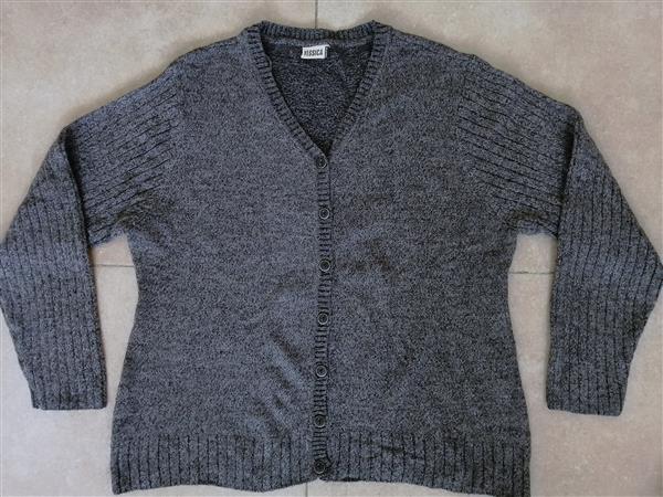 Grote foto antracietgrijs gemeleerde cardigan maat 48 50 kleding dames truien en vesten