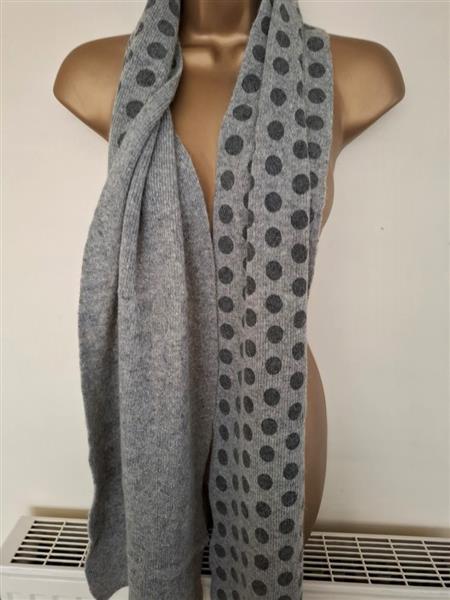 Grote foto lichtgrijze sjaal met donkergrijze bollen nieuw kleding dames mutsen sjaals en handschoenen