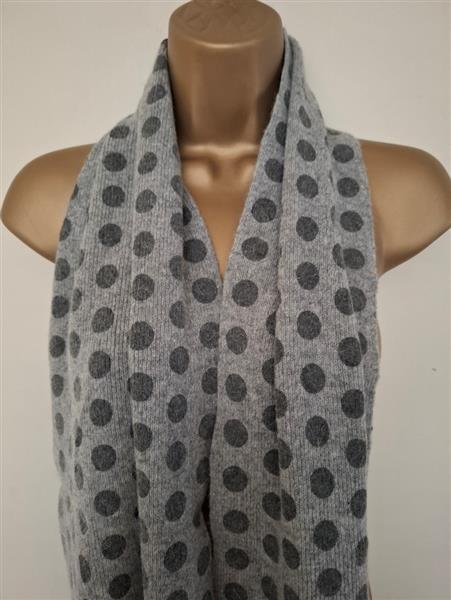 Grote foto lichtgrijze sjaal met donkergrijze bollen nieuw kleding dames mutsen sjaals en handschoenen