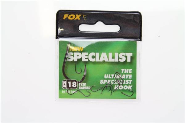 Grote foto fox the ultimate specialist hook eyed barbed 10 st haken sport en fitness vissport