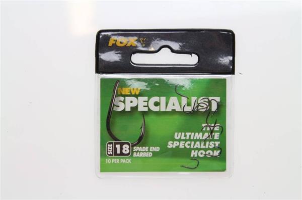 Grote foto fox the ultimate specialist hook spade end barbed 10 st haken sport en fitness vissport