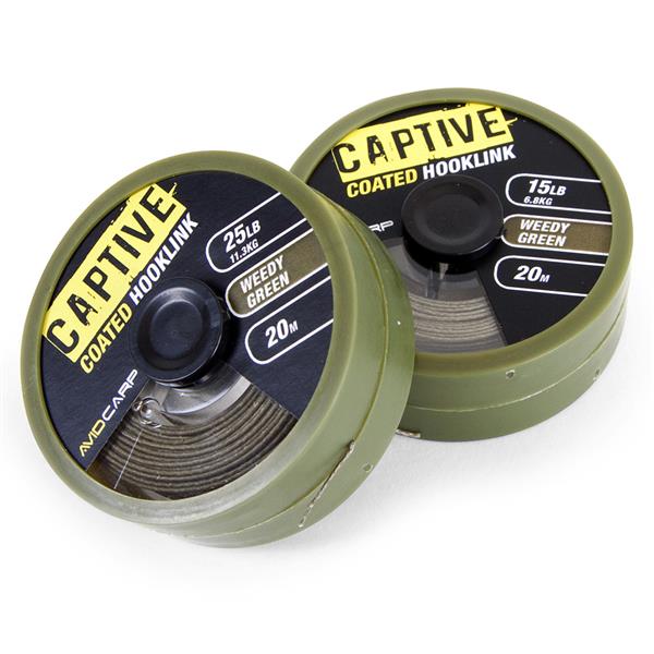 Grote foto avid carp captive coated hooklink weedy green 20m 15 lb onderlijn sport en fitness vissport