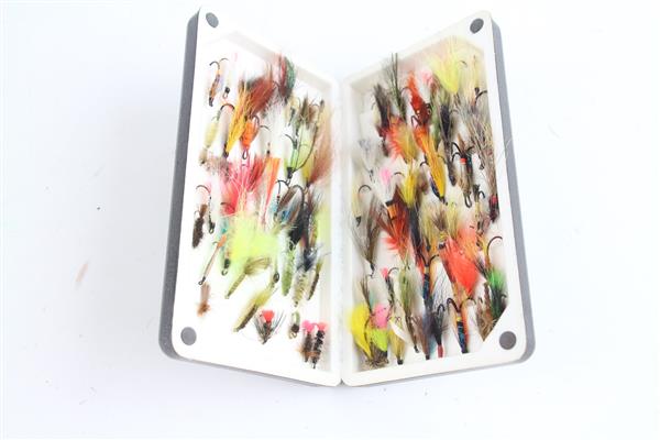 Grote foto global fisherman fly box gevuld met ruim 70 zalm streamers sport en fitness vissport