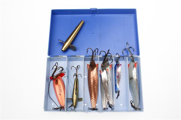 Grote foto abu tacklebox small gevuld met vintage 8 abu lepels spinners sport en fitness vissport