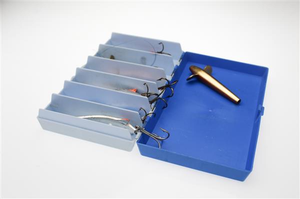 Grote foto abu tacklebox small gevuld met vintage 8 abu lepels spinners sport en fitness vissport