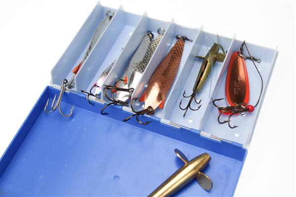 Grote foto abu tacklebox small gevuld met vintage 8 abu lepels spinners sport en fitness vissport