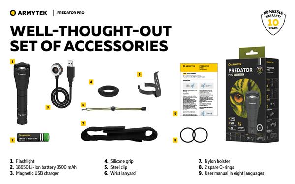 Grote foto armytek predator pro magnet usb zaklamp 1500 lumen sport en fitness vissport