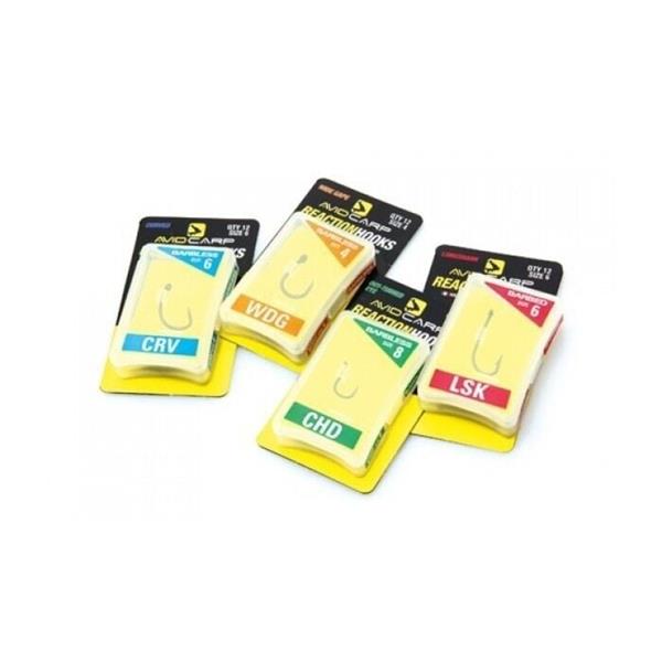 Grote foto avid carp reaction hooks chd chod barbed 12 st karperhaken sport en fitness vissport