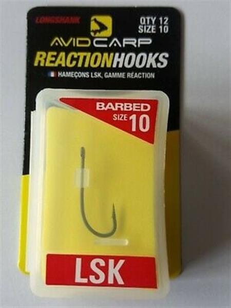 Grote foto avid carp reaction hooks lsk longshank barbed 12 st karperhaken sport en fitness vissport