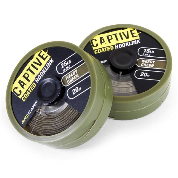Grote foto avid carp captive coated hooklink weedy green 20m 15 lb onderlijn sport en fitness vissport