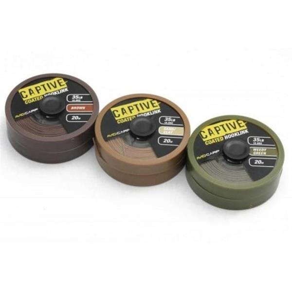 Grote foto avid carp captive coated hooklink weedy green 20m 15 lb onderlijn sport en fitness vissport