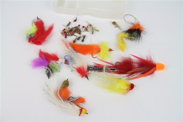 Grote foto tacklebox met kleine streamers en nymphen sport en fitness vissport