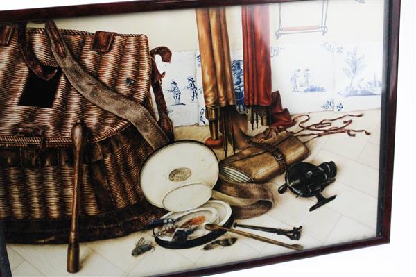 Grote foto vintage hengelsport ingelijste illustratie 30 3 x 20 3 cm sport en fitness vissport