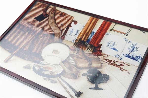 Grote foto vintage hengelsport ingelijste illustratie 30 3 x 20 3 cm sport en fitness vissport