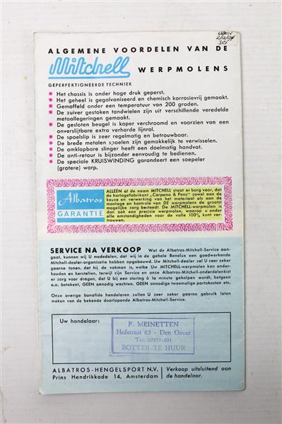 Grote foto vintage albatros mitchell folder garantiebewijs sport en fitness vissport