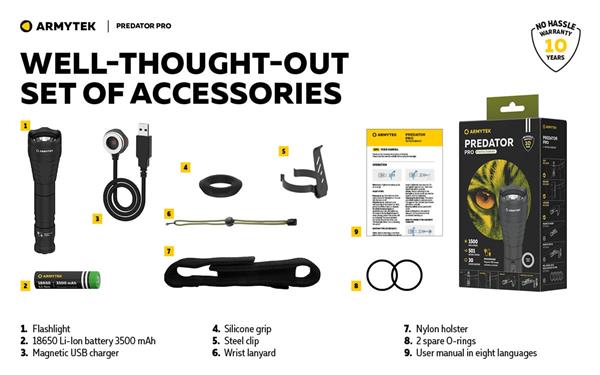 Grote foto armytek predator pro magnet usb zaklamp 1500 lumen sport en fitness vissport