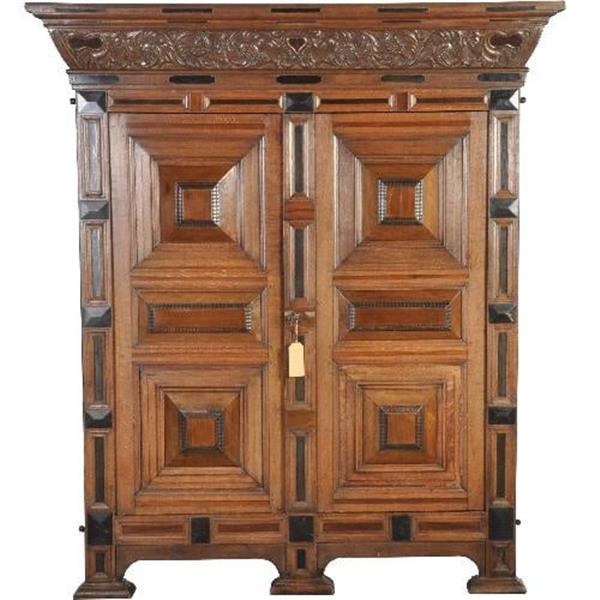 Grote foto gelderse kussenkast op slofpoten in eiken met ingelegd met ebbenhout o.a. een hartje no.502741 antiek en kunst stoelen en banken