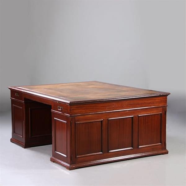 Grote foto groot bijna vierkant partnerbureau ca 1900 prachtig doorleefd leer ingelegd schrijfblad no.217180 antiek en kunst overige in antiek gebruiksvoorwerpen