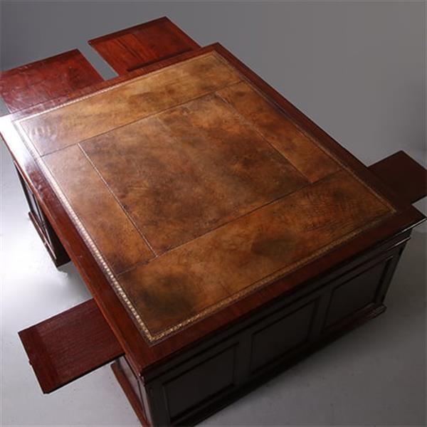 Grote foto groot bijna vierkant partnerbureau ca 1900 prachtig doorleefd leer ingelegd schrijfblad no.217180 antiek en kunst overige in antiek gebruiksvoorwerpen