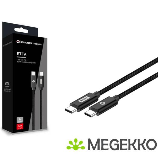 Grote foto conceptronic etta03b20 usb kabel 2 m usb 2.0 usb c zwart computers en software overige computers en software
