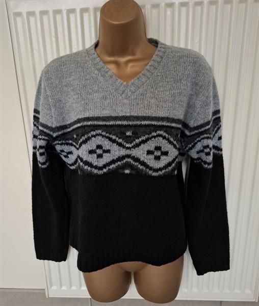 Grote foto zwart grijze trui met v hals maat 38 kleding dames truien en vesten
