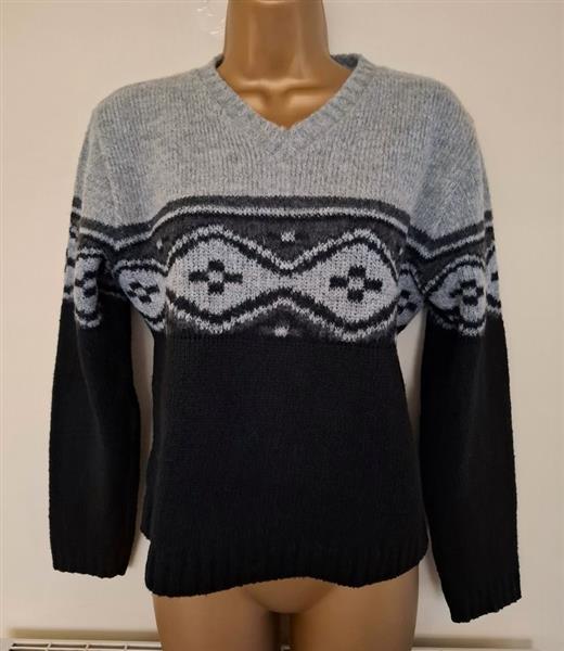 Grote foto zwart grijze trui met v hals maat 38 kleding dames truien en vesten