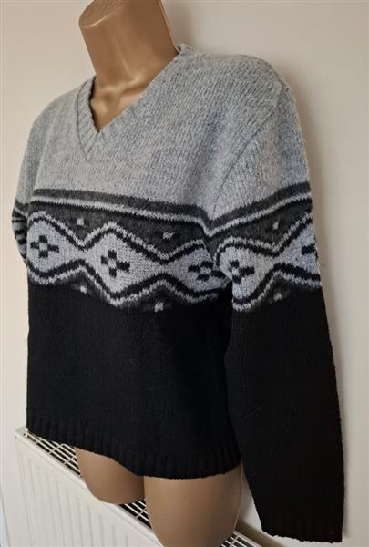 Grote foto zwart grijze trui met v hals maat 38 kleding dames truien en vesten