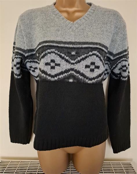 Grote foto zwart grijze trui met v hals maat 38 kleding dames truien en vesten