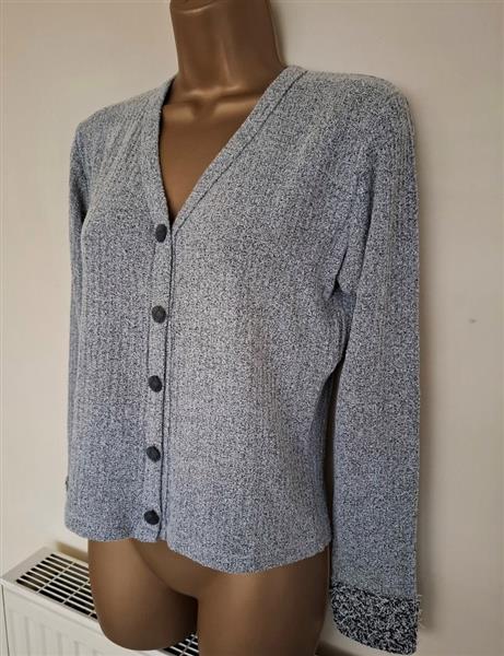 Grote foto elegant grijs zwart gemeleerd vestje met sierboord kleding dames truien en vesten