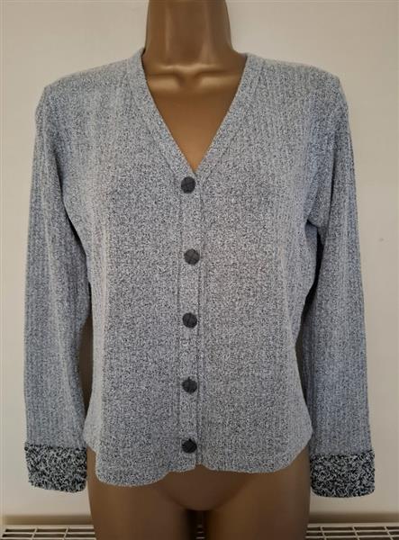 Grote foto elegant grijs zwart gemeleerd vestje met sierboord kleding dames truien en vesten
