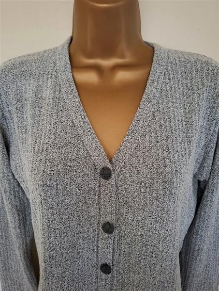 Grote foto elegant grijs zwart gemeleerd vestje met sierboord kleding dames truien en vesten