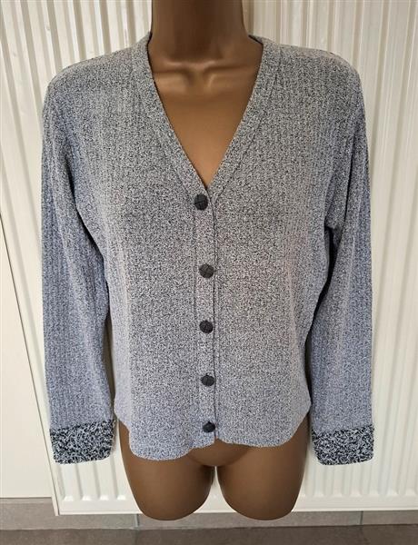 Grote foto elegant grijs zwart gemeleerd vestje met sierboord kleding dames truien en vesten