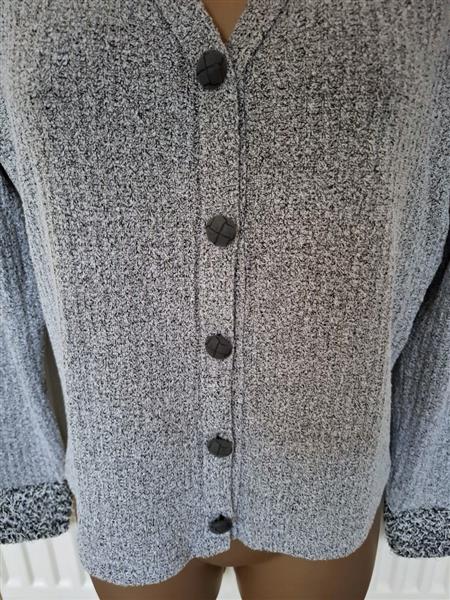 Grote foto elegant grijs zwart gemeleerd vestje met sierboord kleding dames truien en vesten