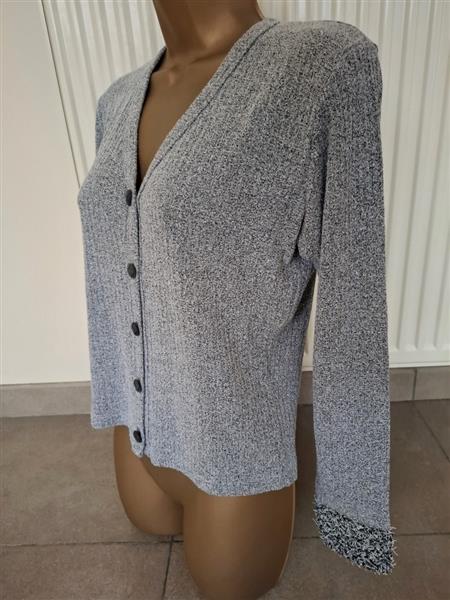 Grote foto elegant grijs zwart gemeleerd vestje met sierboord kleding dames truien en vesten