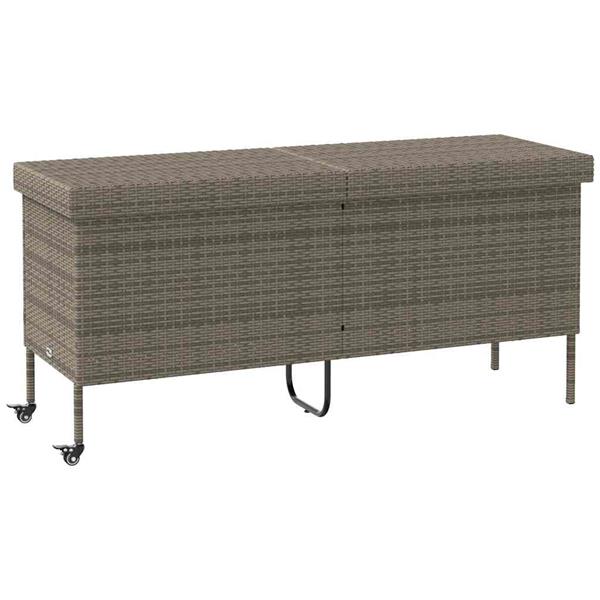 Grote foto vidaxl tuinbox met wielen 160x55x75 cm poly rattan grijs tuin en terras overige tuin en terras