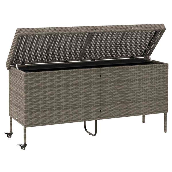Grote foto vidaxl tuinbox met wielen 160x55x75 cm poly rattan grijs tuin en terras overige tuin en terras