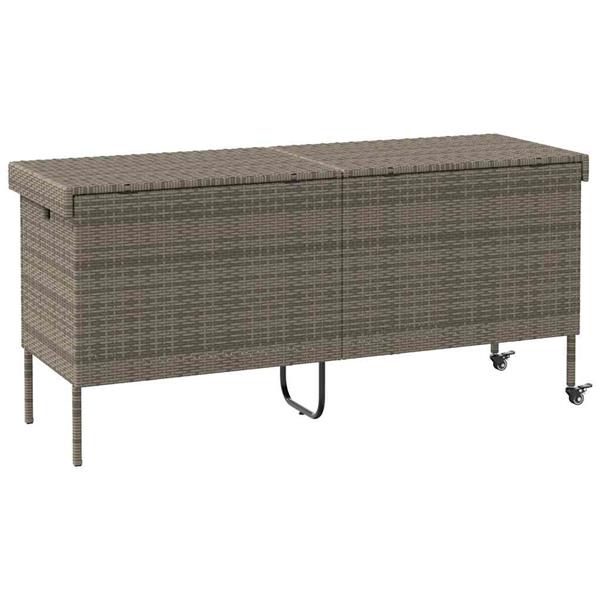 Grote foto vidaxl tuinbox met wielen 160x55x75 cm poly rattan grijs tuin en terras overige tuin en terras