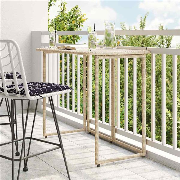 Grote foto vidaxl tuintafel inklapbaar 90x51x75 cm poly rattan beige tuin en terras tuinmeubelen