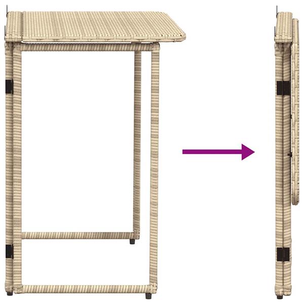 Grote foto vidaxl tuintafel inklapbaar 90x51x75 cm poly rattan beige tuin en terras tuinmeubelen