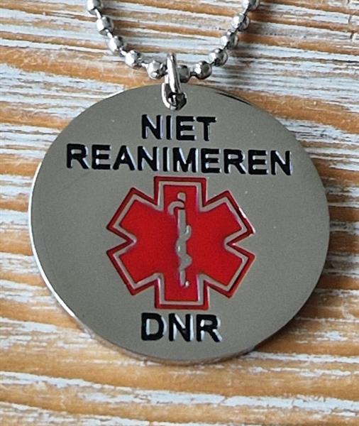 Grote foto ronde dnr hanger niet reanimeren zilverkleurig sieraden tassen en uiterlijk bedels en hangers