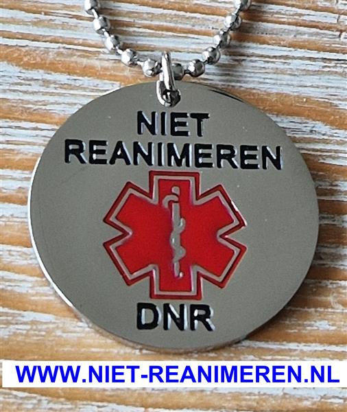 Grote foto ronde dnr hanger niet reanimeren zilverkleurig sieraden tassen en uiterlijk bedels en hangers
