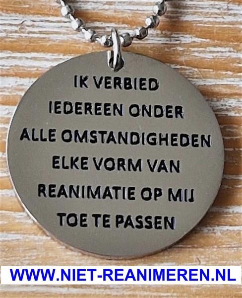 Grote foto ronde dnr hanger niet reanimeren zilverkleurig sieraden tassen en uiterlijk bedels en hangers